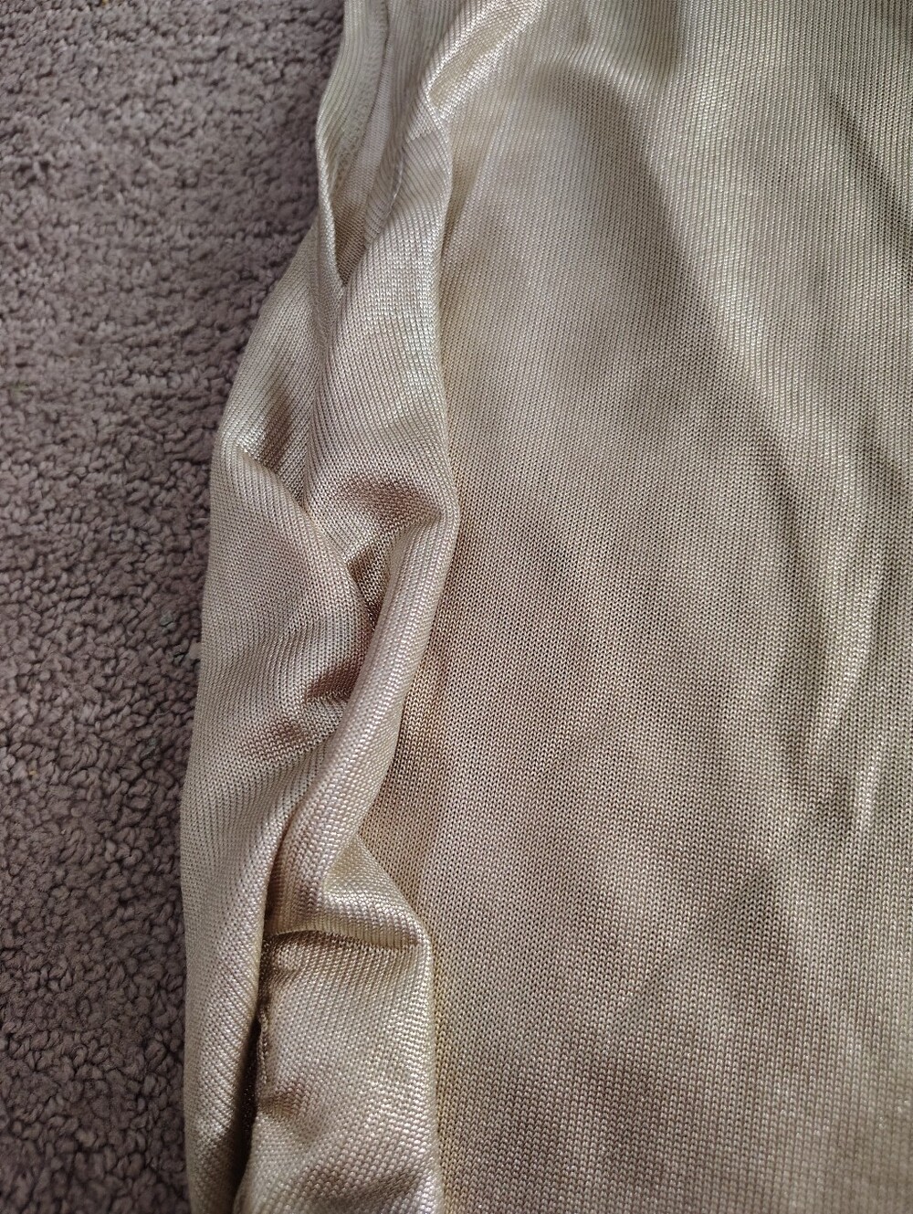 Rebecca Minkoff Shimmery Gold Mock Neck Top With Ruching - Picture 9 of 11